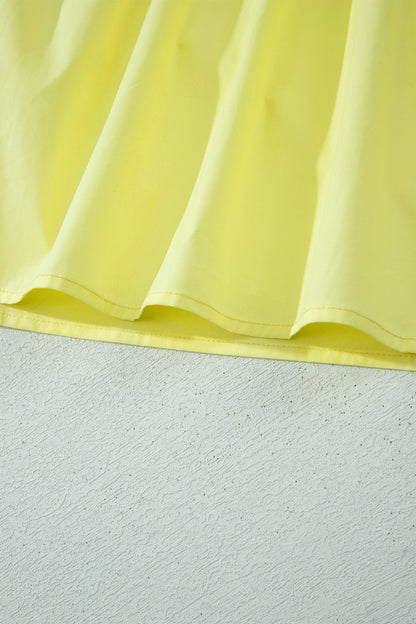 Yellow Cream Faux Two Piece Gingham Contrast Patchwork Loose Mini Dress