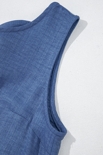 Ashleigh Blue Knot Scoop Back Ruffle Hem Sleeveless Mini Dress