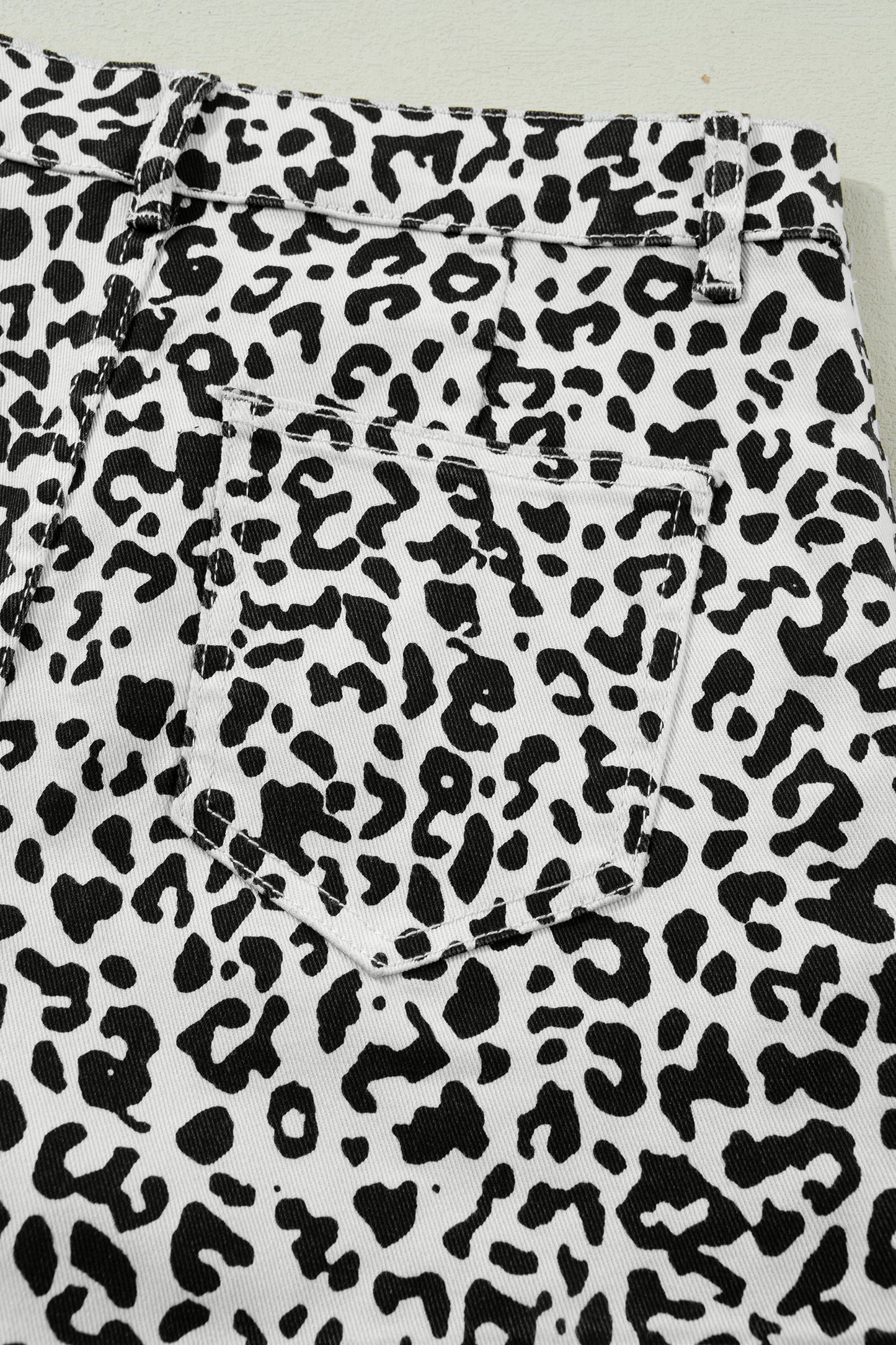 Brown Leopard Print Button Overlap Denim Shorts