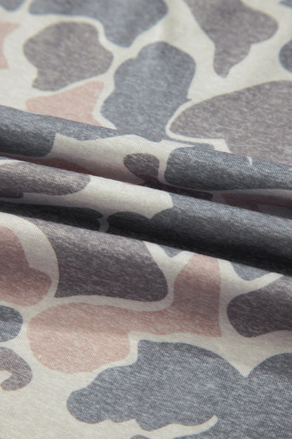 Brown Camo Print Wide Leg Casual Pants