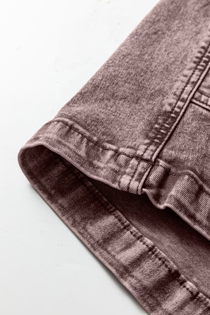 Goat Vintage Washed Denim V Neck Suspender Mini Dress