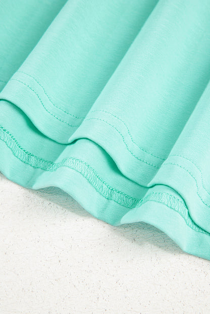 Mint Green Rhinestone Bow Embellished Round Neck Tee