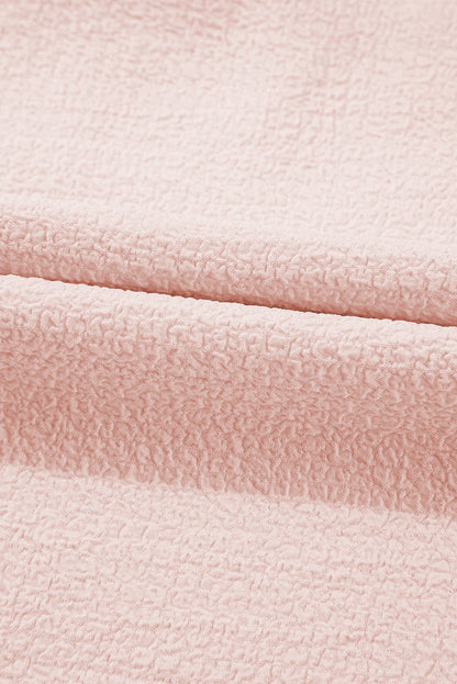 Light Pink Textured Flutter Sleeve Square Neck Bow Back Mini Dress