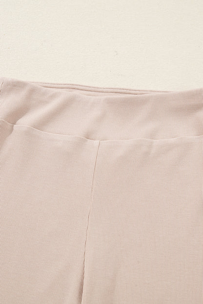 Jet Stream Solid Color Oversize Slit Sweatshirt Ribbed Leggings 2pcs Set