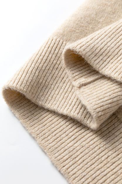 Parchment Button Lace Detail Raglan Sleeve Shift Mini Sweater Dress