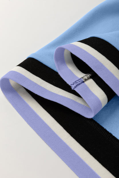 Myosotis Color Contrast Trim V Neck Shift Sleeveless Mini Dress