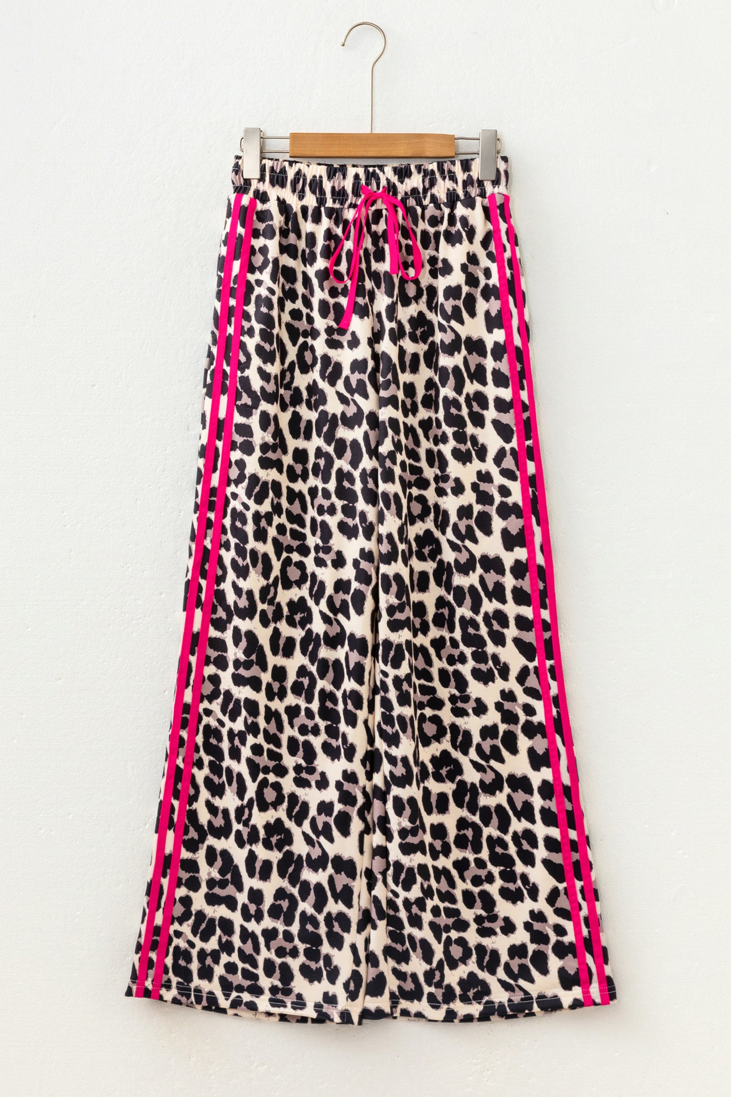 Rose Side Stripe Leopard Wide leg Trousers