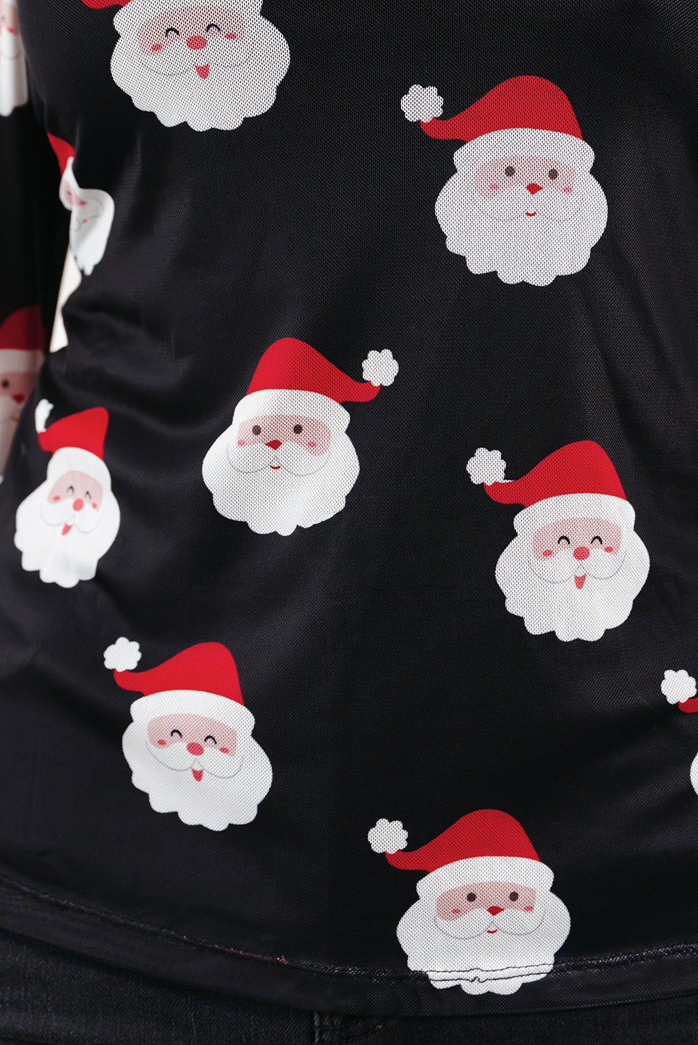 Black Christmas Fashion Print Slim Fit Long Sleeve Top
