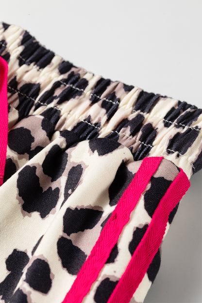 Rose Side Stripe Leopard Wide leg Trousers