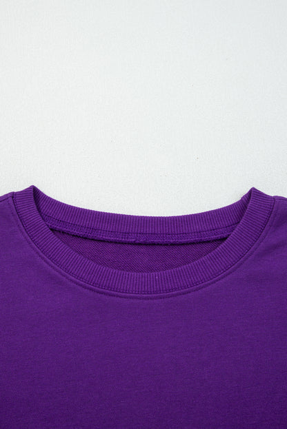 Evergreen Varsity Stripe Detail Drop Shoulder Pullover Mini Skirt Set