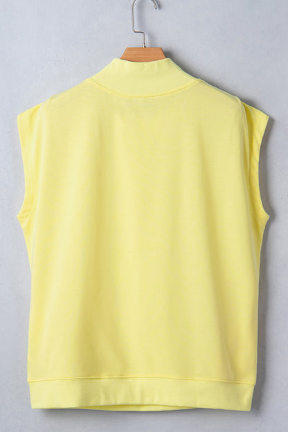Yellow Pickleball Club Game Day Graphic Mock Neck Top