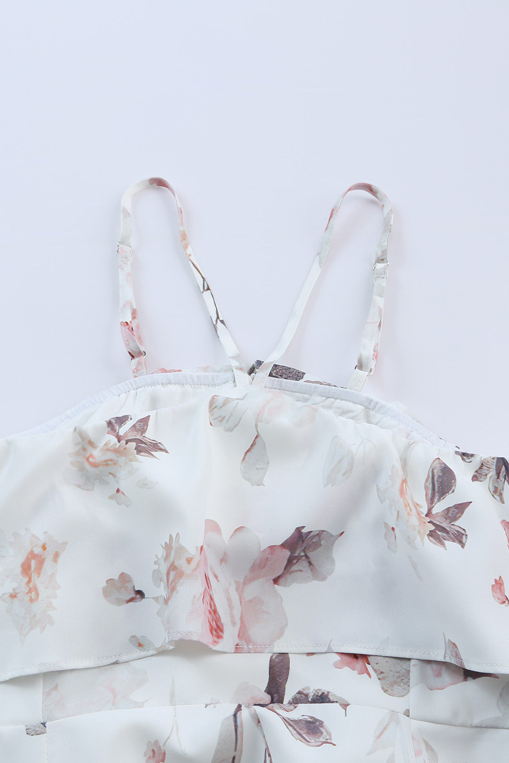 White Floral Slit Ruffled Halterneck Maxi Dress