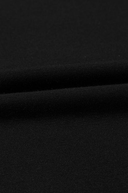 Black Crisscross V Neck Butterfly Sleeve T Shirt