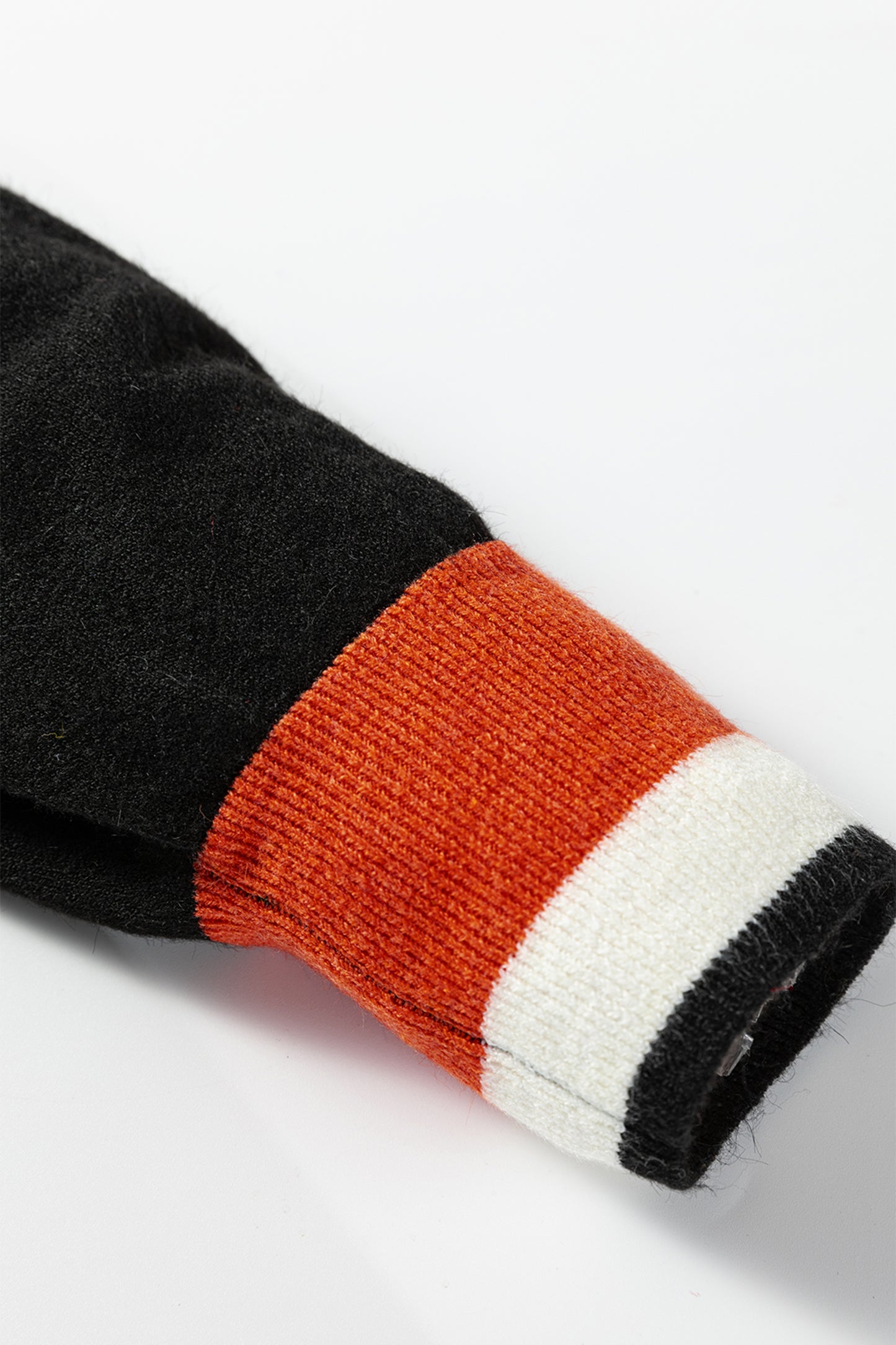 Dark Khaki Contrast Striped Trim V Neck Varsity Sweater