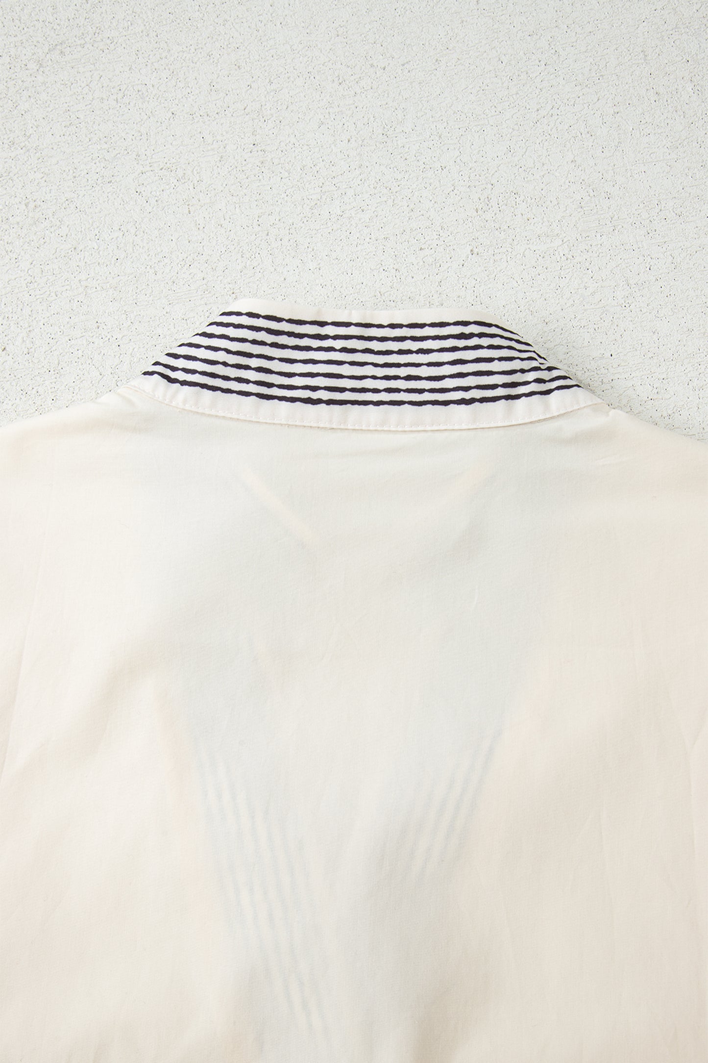 White Floral Puff Sleeve Contrast V Neck Patchwork Blouse