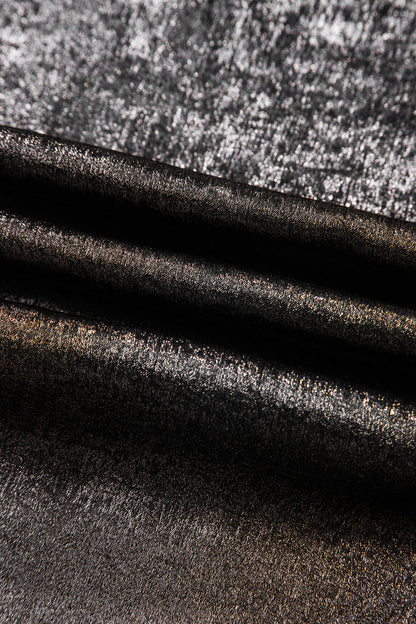 Silvery Metallic Round Neck Ruffle Trim Sleeveless Top