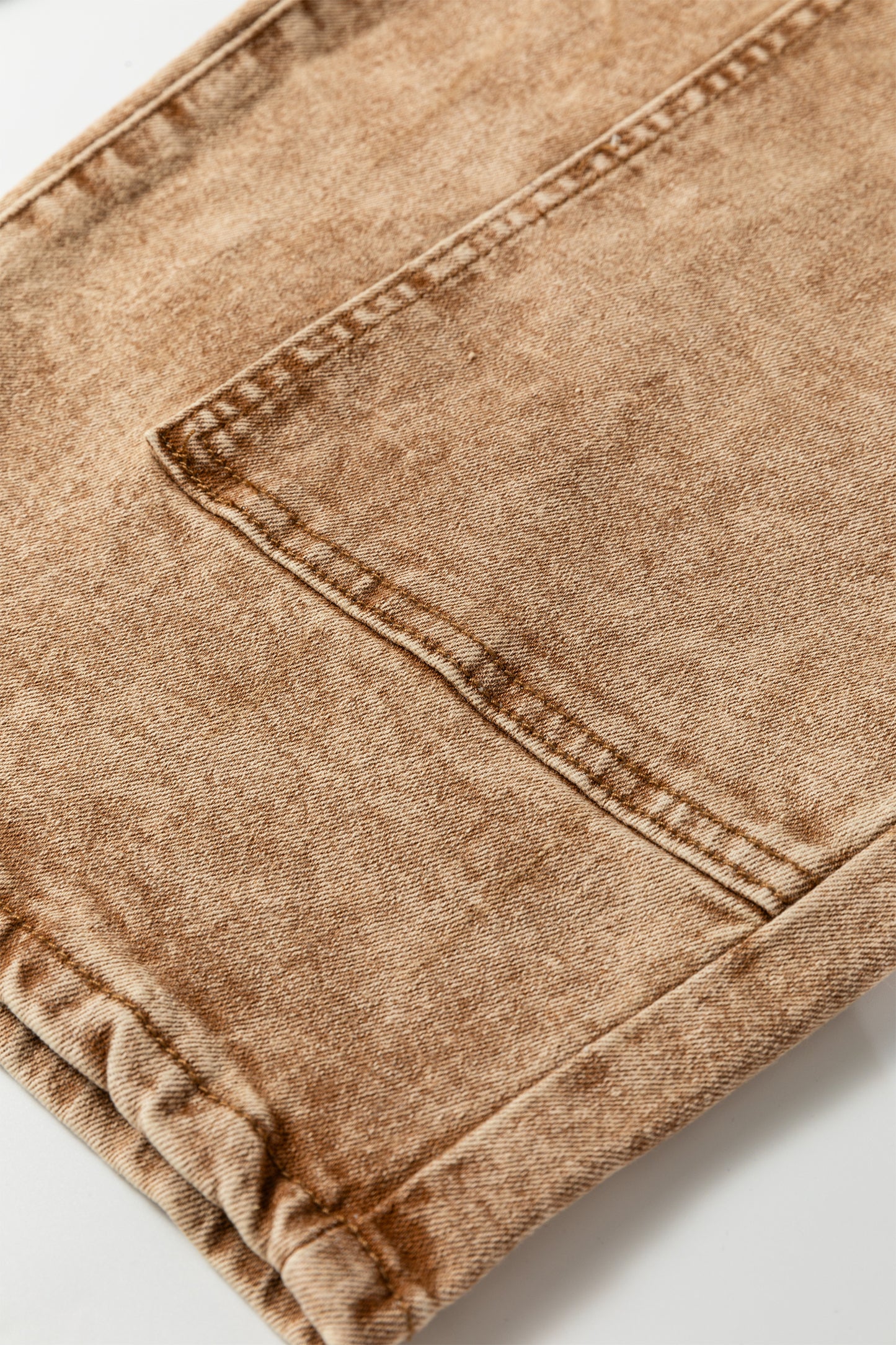 Gray Acid Wash Barrel Fit Denim Pants with Waist String