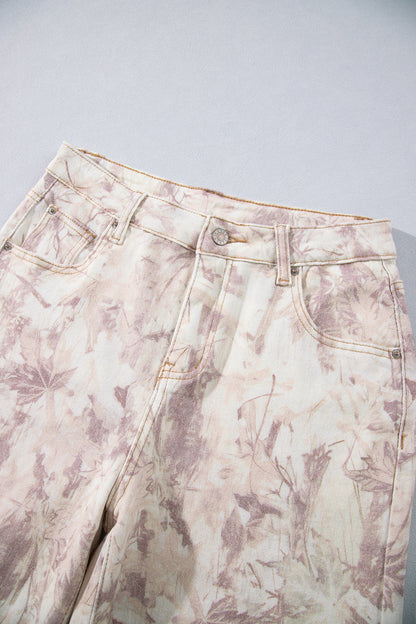 Khaki Woodland Camo Tummy Control Denim Wide Leg Jeans