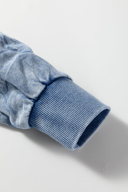 Real Teal saved by grace Letter Embroidery Mineral Wash Loose Sweatshirt