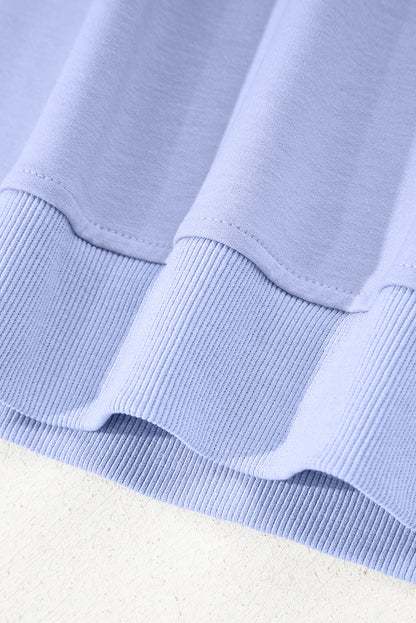 Beau Blue Floral Patched Half Sleeve Tunic Top