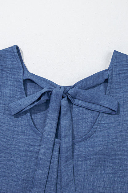 Ashleigh Blue Knot Scoop Back Ruffle Hem Sleeveless Mini Dress