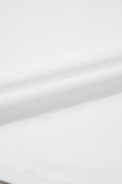 White Rhinestone Bow Embellished Round Neck Tee