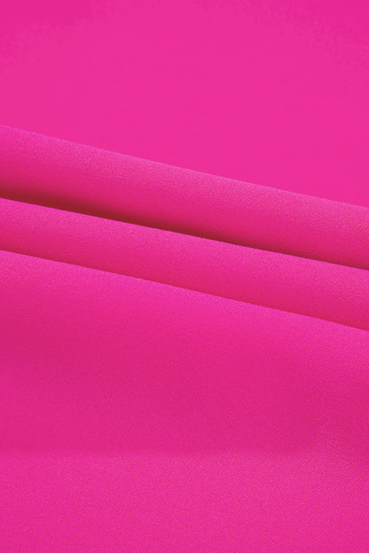 Bright Pink Seamed Back High Low Hem V Neck Cuffed Sleeve Plus Size Tee