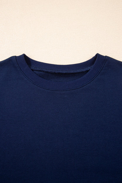 Evergreen Varsity Stripe Detail Drop Shoulder Pullover Mini Skirt Set