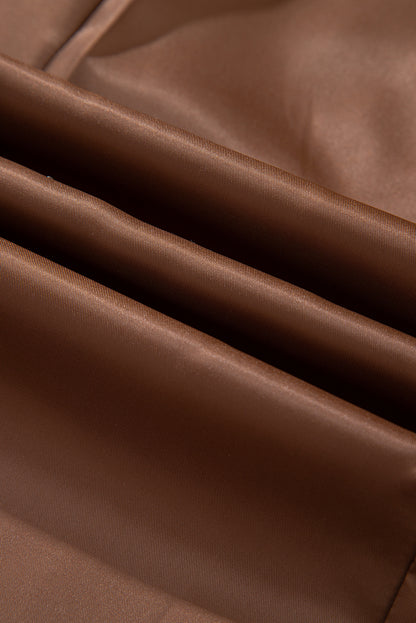 Brown Houndstooth Lapel Collar Blazer