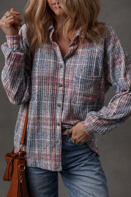 Multicolour Plaid Textured Chest Pocket Vintage Shirt