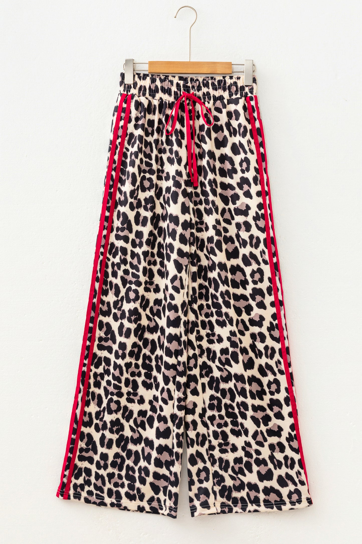Rose Side Stripe Leopard Wide leg Trousers