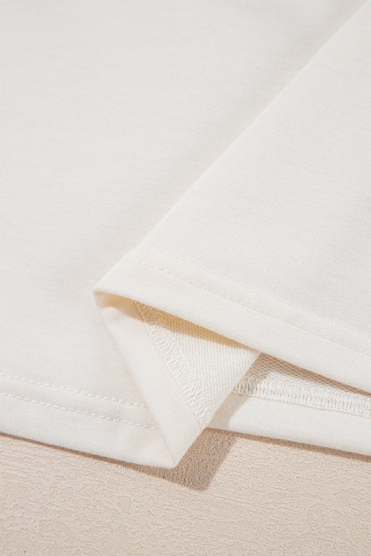 Beige 2pcs Cropped Tee and Ruffle High Waist Skort Set