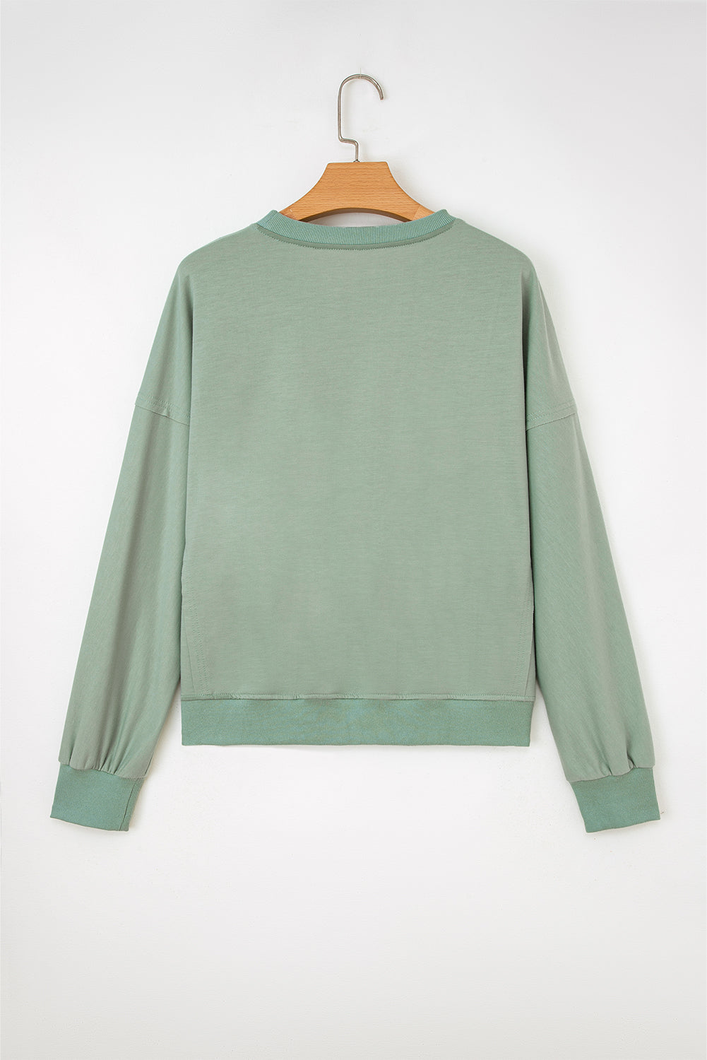 Coffee Raw Edge Flower Patch Drop Shoulder Casual Top